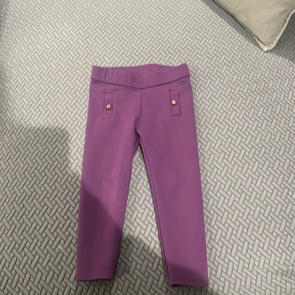 Gently Worn Janie & Jack Sz 2T purple leggings with gold pocket accent